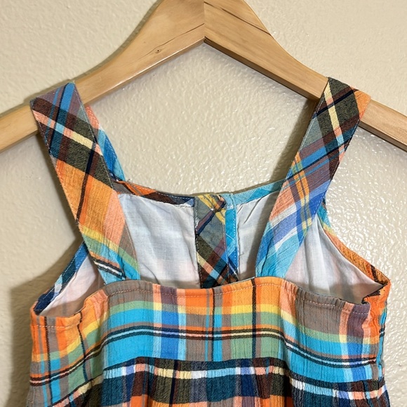 GAP Set Blue Orange Plaid Sleeveless Dress Blue Jean Jacket - Picture 6 of 14